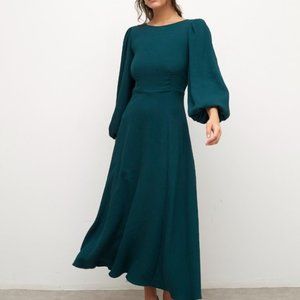 Zola Tie Back Balloon Sleeve Midi Dress